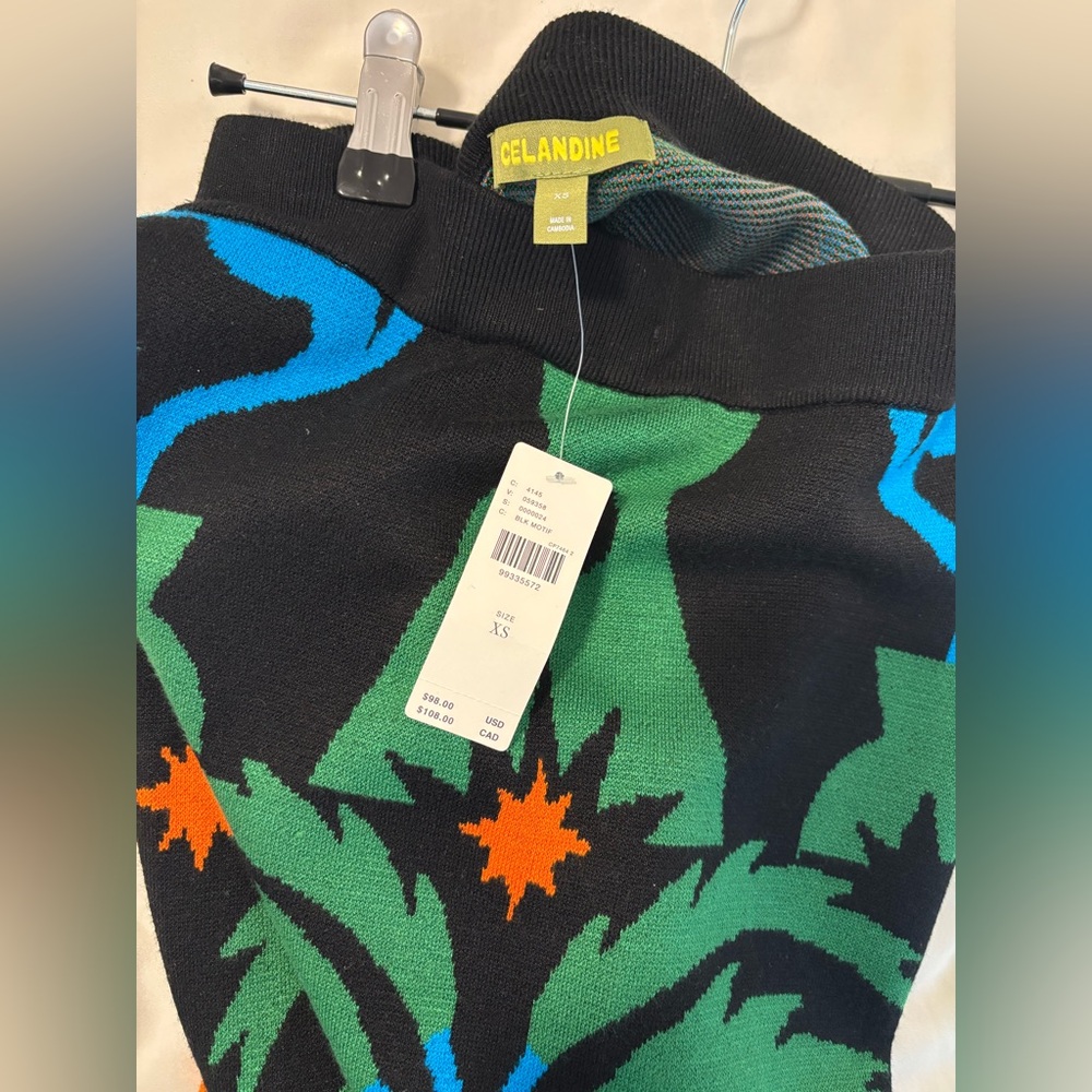 Anthropologie Tigre indigo x Celandine vibrant tropical knit Maxi Skirt - Picture 5 of 6